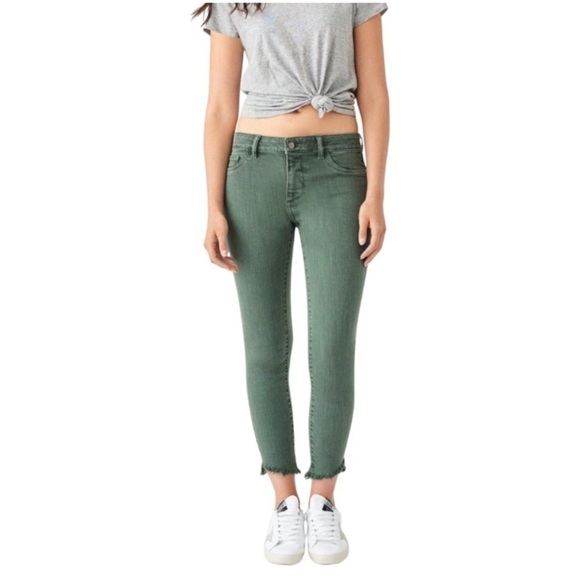 New DL1961 Women's Florence Cropped Mid Rise Instasculpt Skinny Jeans Jade - Picture 1 of 5